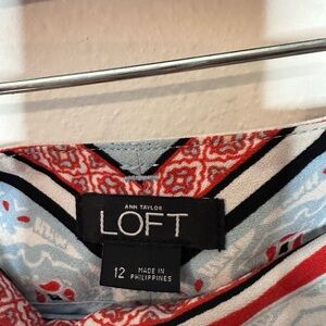 LOFT Red and Blue Patterned Women Shorts